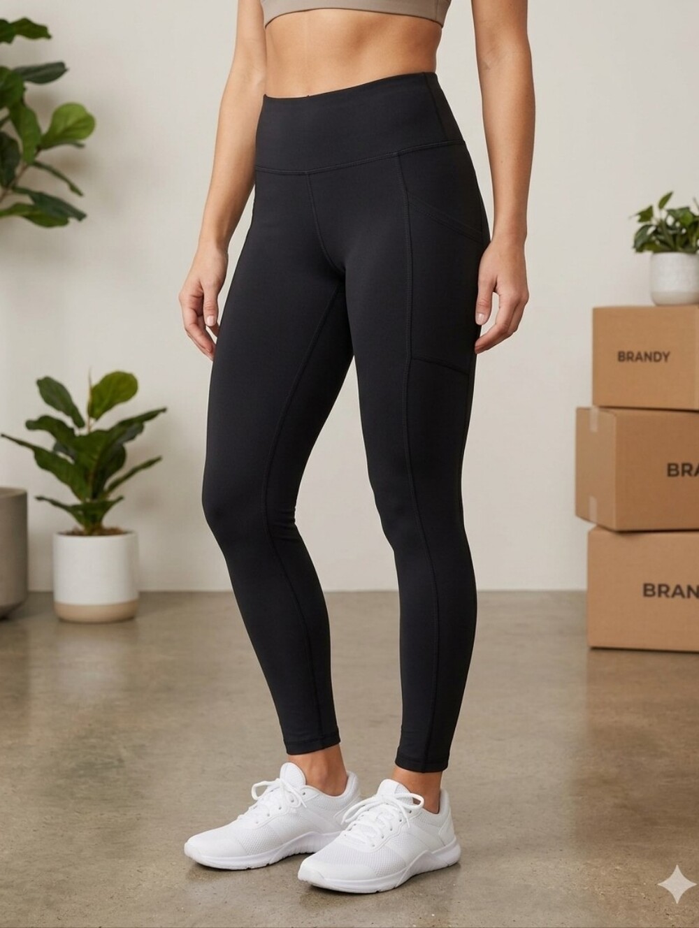 Nwot High-Waist Black Active Leggings with Side Pockets jockey